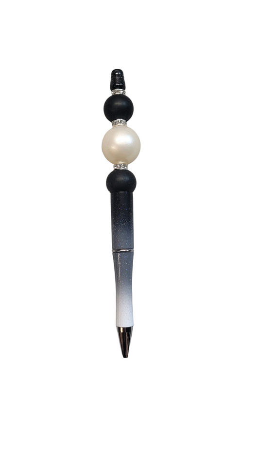 Pearl and Onyx Beaded  Ombre Pen