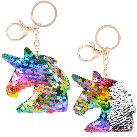 3" FLIP SEQUIN UNICORN KEYCHAIN