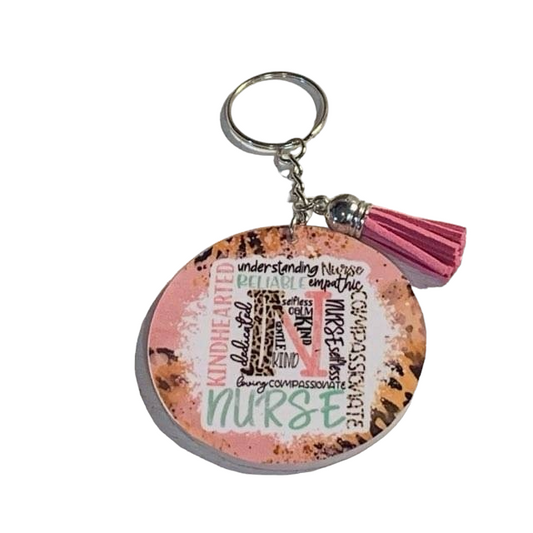 Western Leopard Nurse Subway Keychain with Tassel