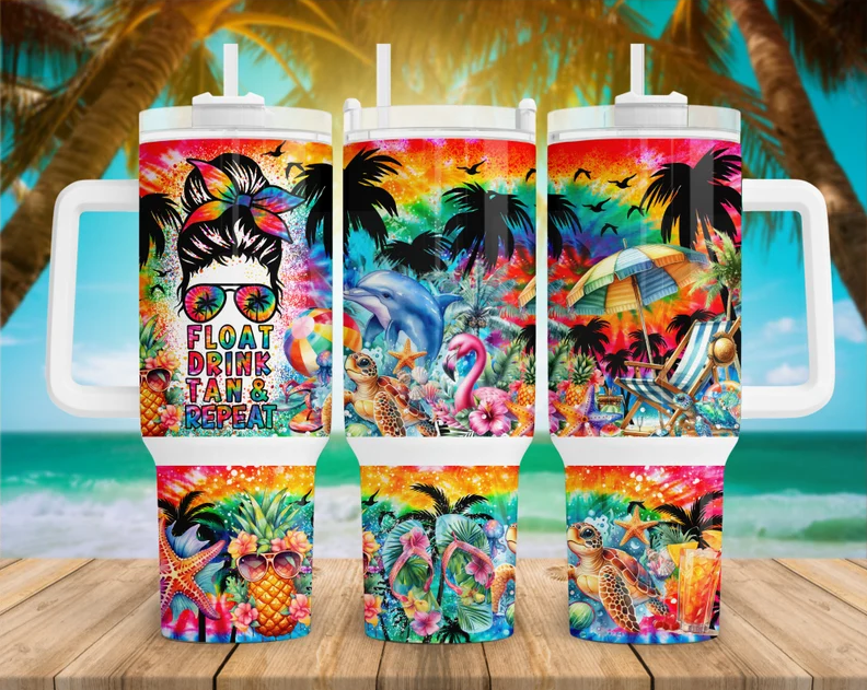 40oz. Float Drink Tan & Repeat Tumbler w/Handle