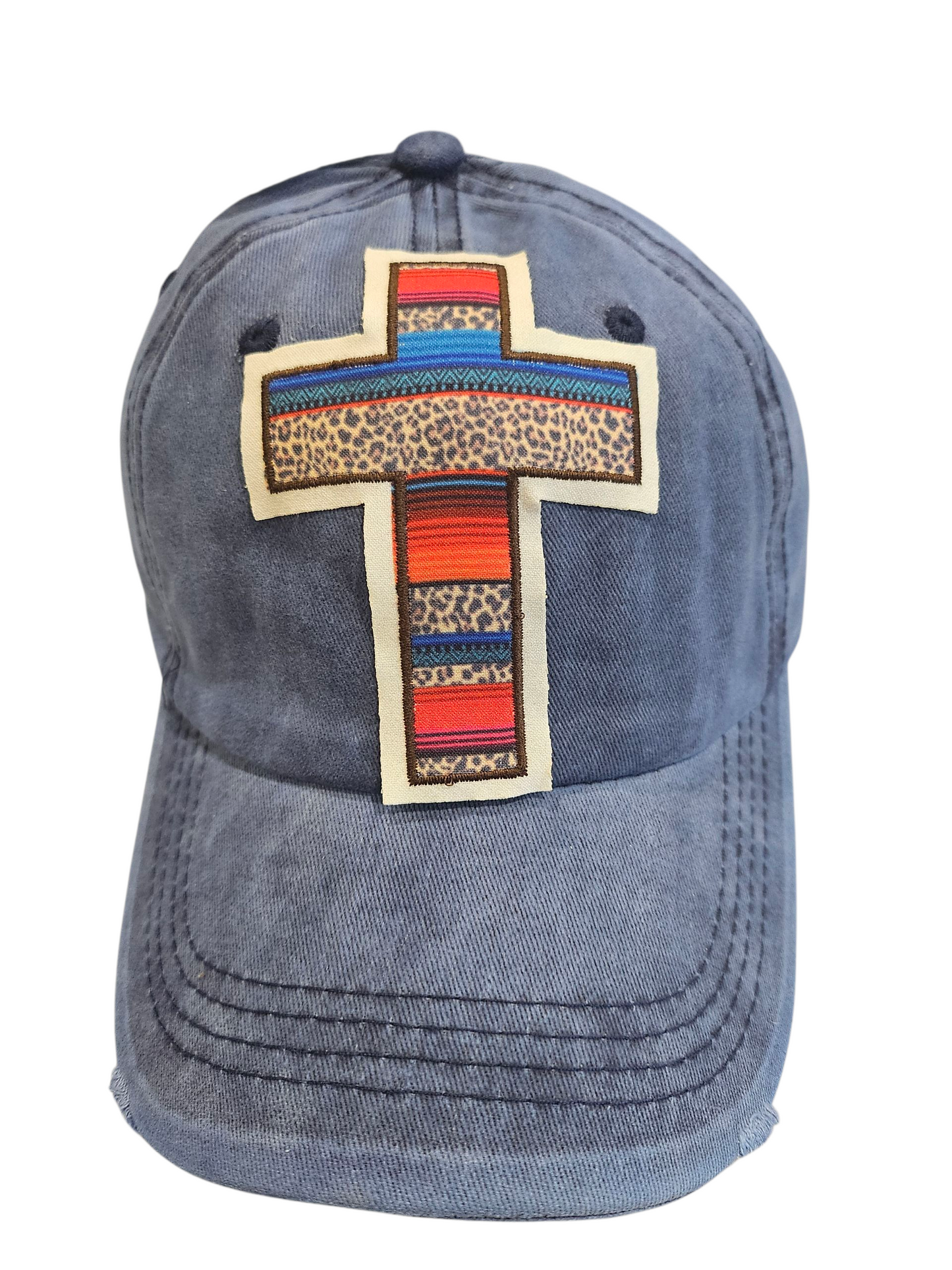 Animal Print Serape Cross Patch Baseball Cap