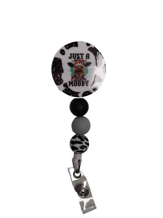 Bead and Crystal Just A Little Moody Badge Reel