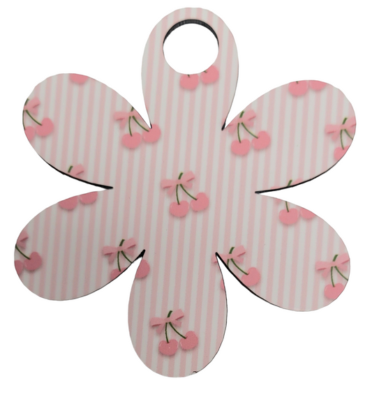 Floral Cherry and Stripe MDF Tumbler Topper