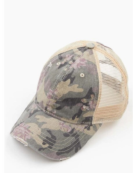 C.C Floral Camo Mesh Pony Cap