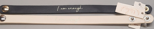 I Am Enough Leather Snap Bracelet