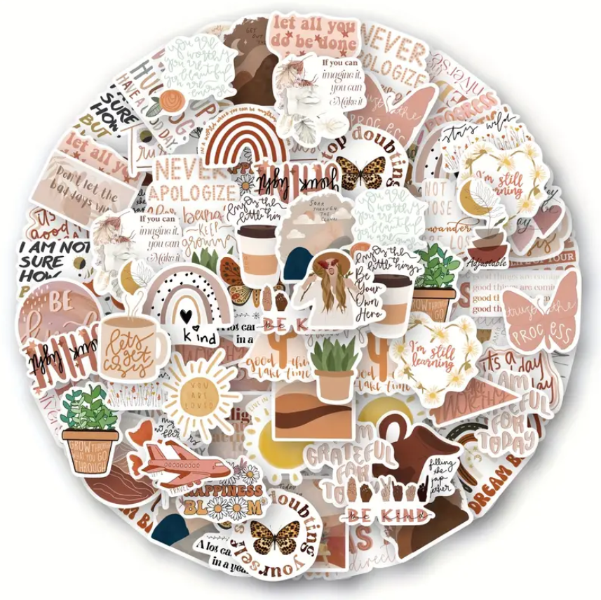 50 Piece Assorted Boho Aesthetic Stickers
