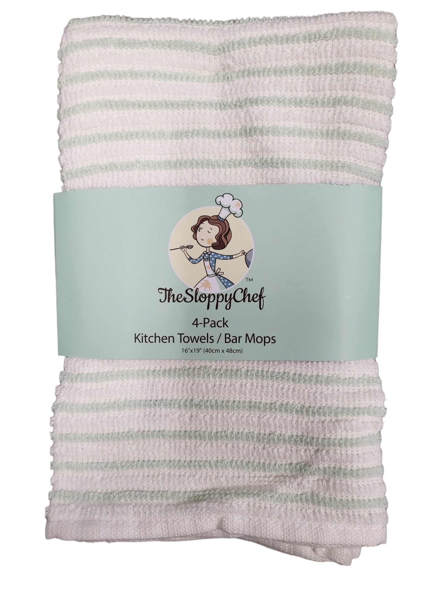 4 Pack Mint & White Kitchen Towel/Bar Mop