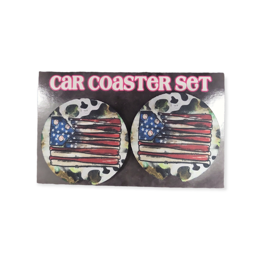 Baseball Flag Car Coasters