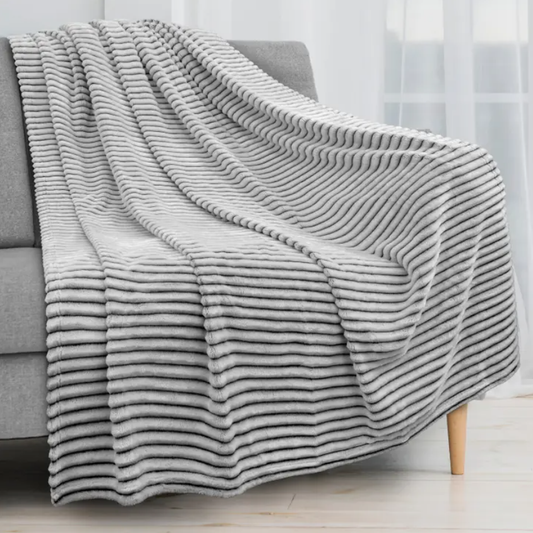 Light Gray Ribbed Textured Fleece Blanket 50" x 60"