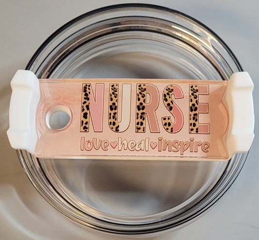 Acrylic Leopard and Color Nurse Tumbler Topper