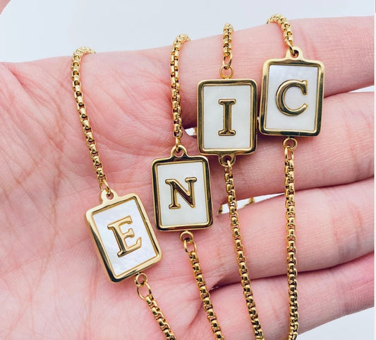 18K Gold-Plated Stainless Steel Alphabet Initial Bracelets