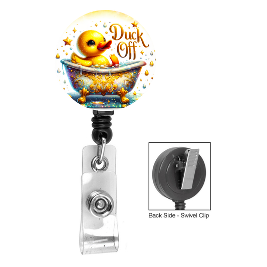 Duck Off Rubber Duck Badge Reel