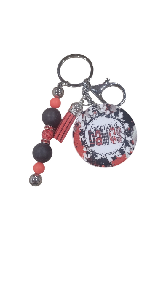 Beaded Georgia Dawgs with Charm &Tassel