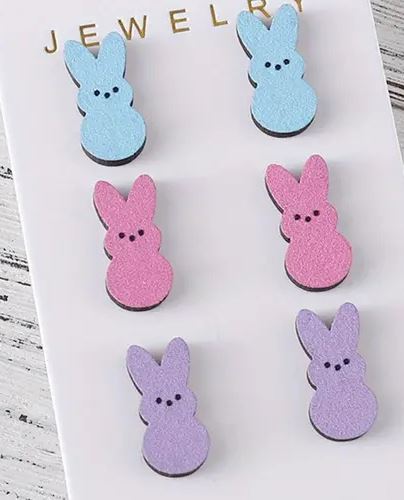 3 PC Set Of  Bunny Peeps Earrings