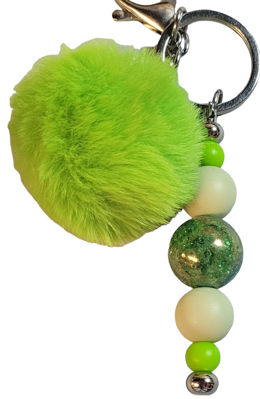 Beaded Keychain with Pom Pom-Choose Color