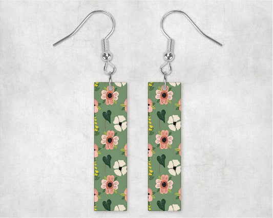 Hippie Flower Bar Earrings