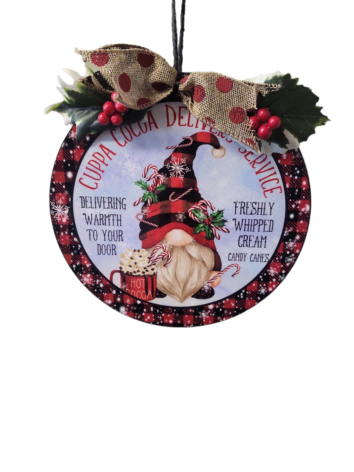 Cuppa Cocoa Gnome Beaded Hanging Sign