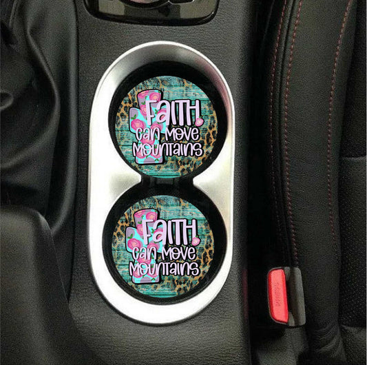 Faith Can Move Mountains Car Coasters