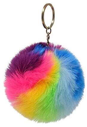 Bright Multi Color Pom Pom Key Chain