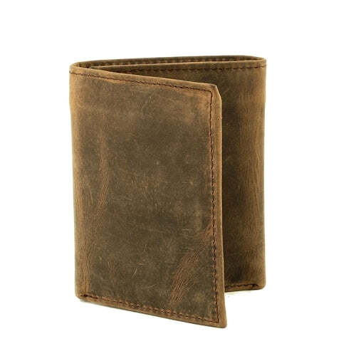 Rfid Hunter Leather Tri-fold Wallet W/Center I.D. Window