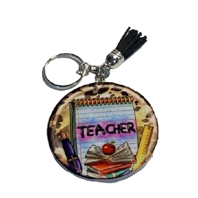 Spiral Notebook w/ pen, ruler, apple TEACHER KC with Tassel