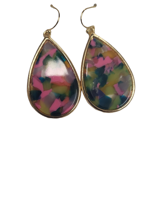 Multi Color MG Acetate  Fish Hook Earrings