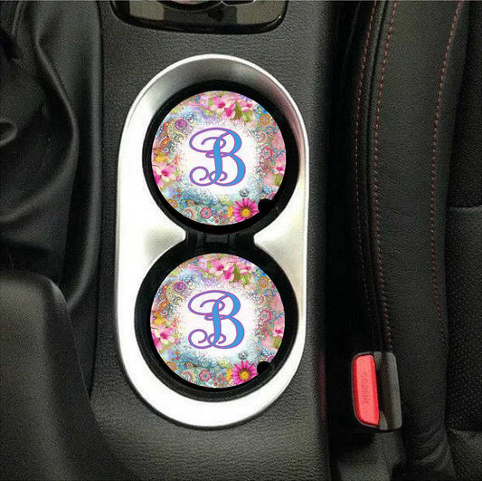 Paisley Monogram Car Coasters