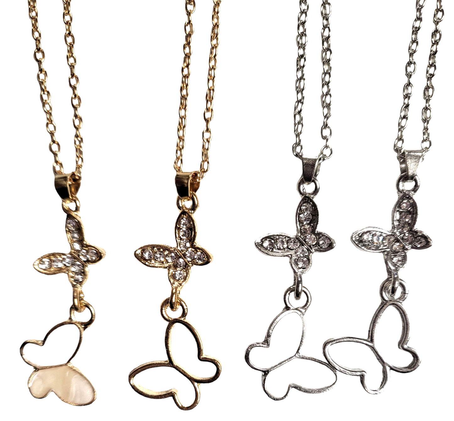 Two Piece Double Butterfly  Pendant & Earring Set