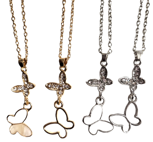 Two Piece Double Butterfly  Pendant & Earring Set