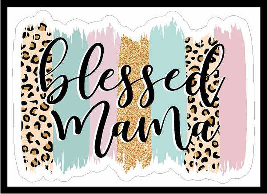 Leopard and Blush Color Blessed Mom Vinyl Decal