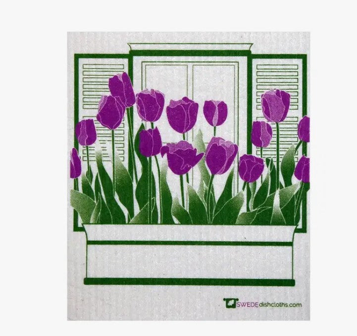 Swedish Dishcloth Purple Tulips