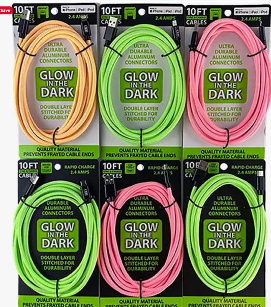 Glow In the Dark 10 Ft. Cables