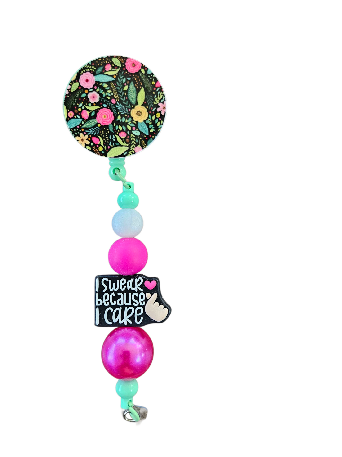 Beaded Badge Reel with Quote