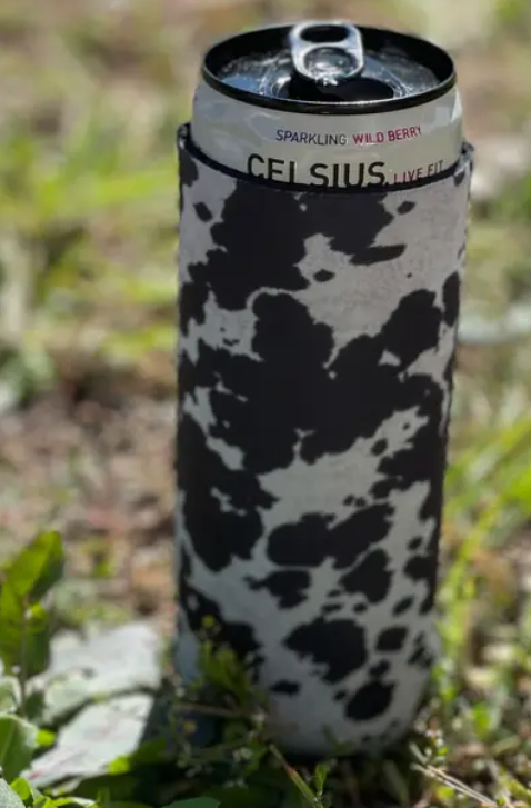 Saddle Up Black Cow Print Tall Coozie 2-Pack