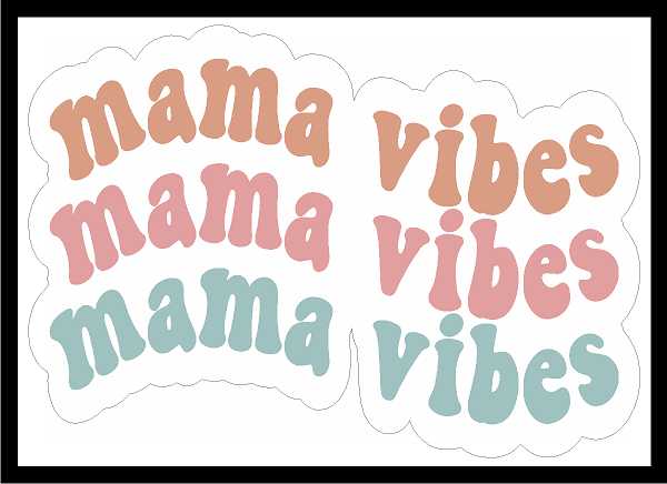 Retro Triple Wave Mama Vinyl Decal