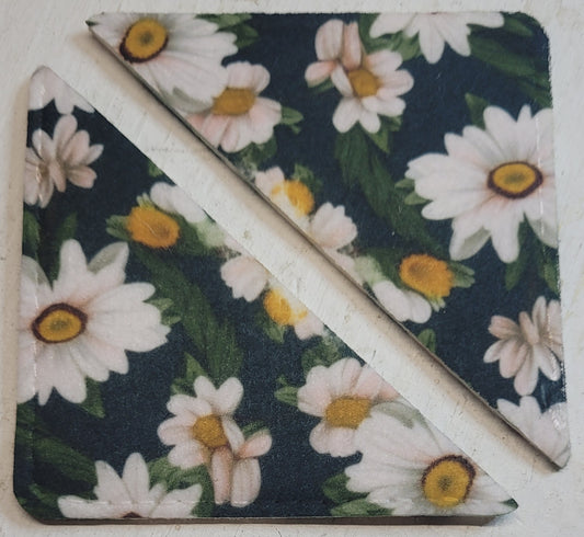 Set of Two White Daisy Green Corner Bookmarks