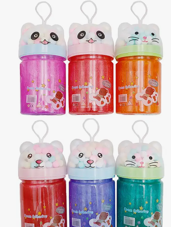 Teddy Bear Sea Otter Glitter Shimmer Gel Slime Jar