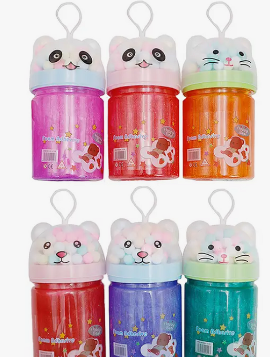 Teddy Bear Sea Otter Glitter Shimmer Gel Slime Jar