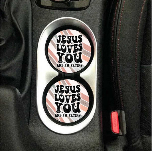 Jesus Loves You... Car Coasters