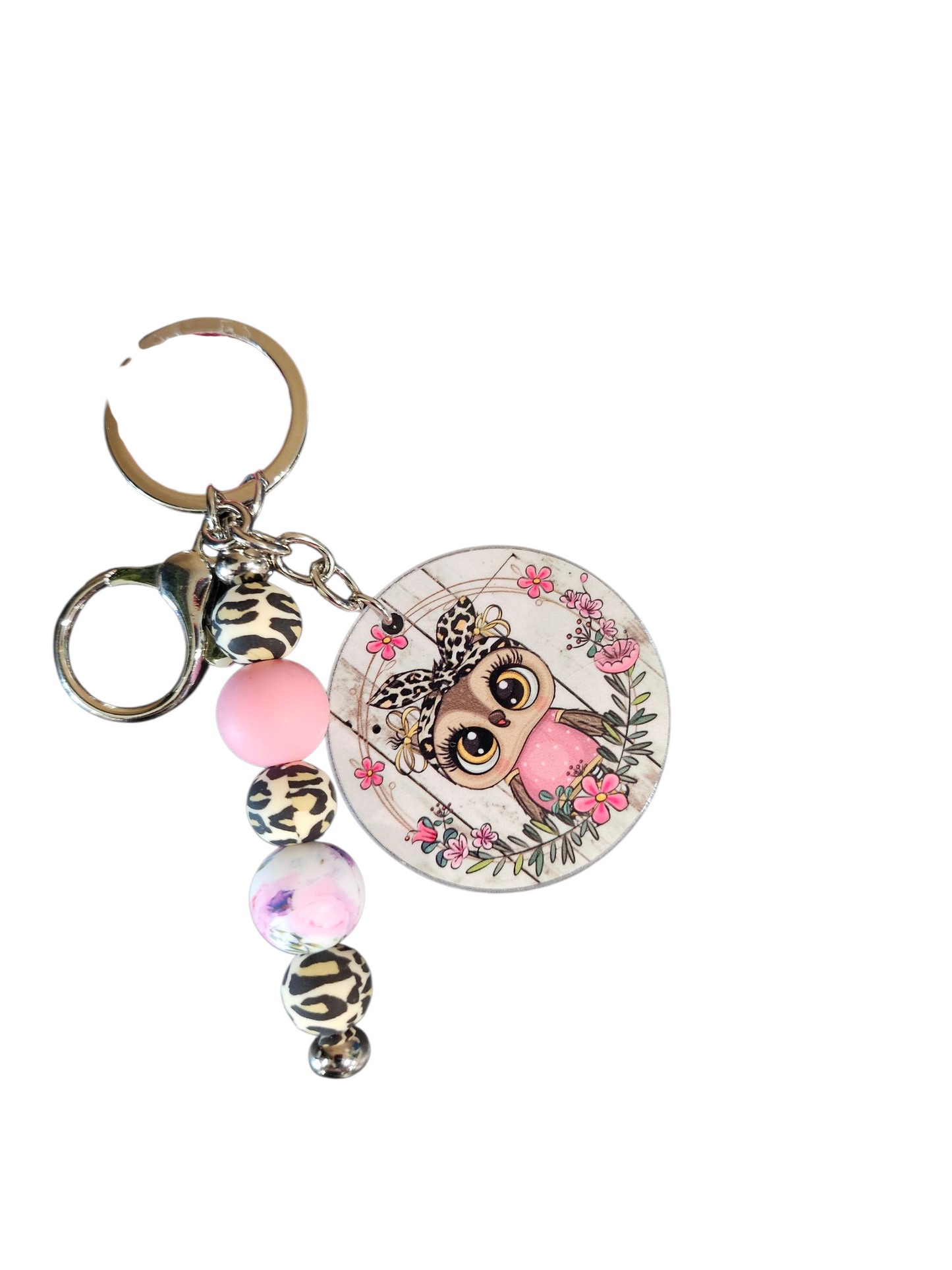 Beaded Keychain with Circle Charm-Assorted Designs