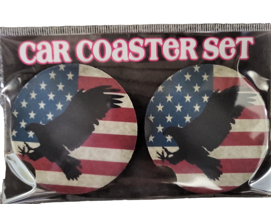 Eagle Flag Car Coasters