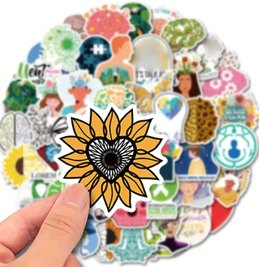 50 Piece Assorted Mental Health Stickers