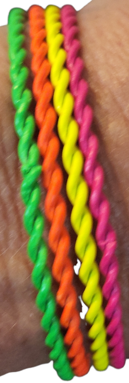 Set of 4 Neon Skinny Bangles