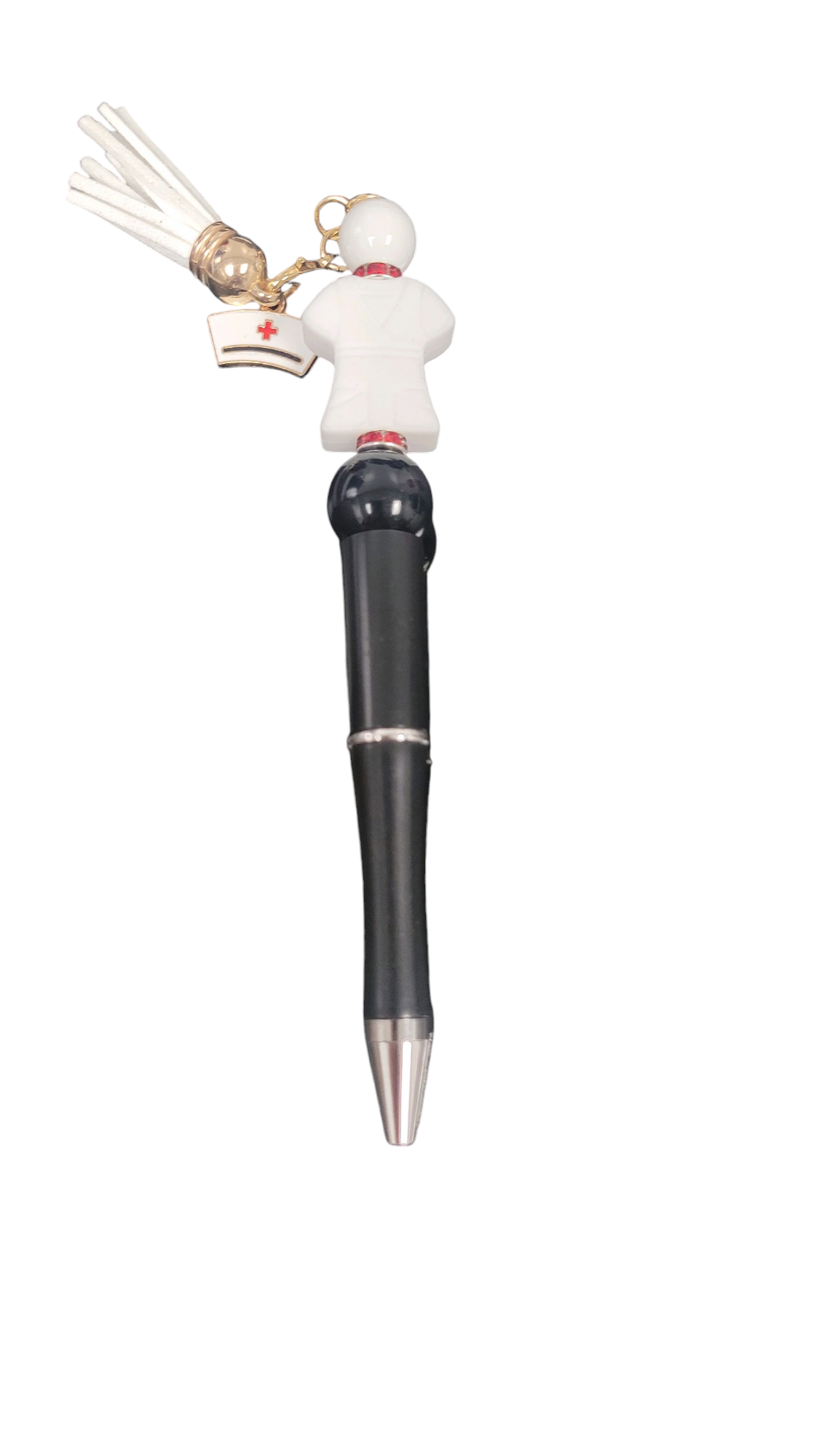 White Scrubs and Flossie Charm Tassel Beaded Pen