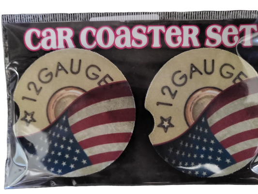 Shot  Gun Shell Flag Car Coasters