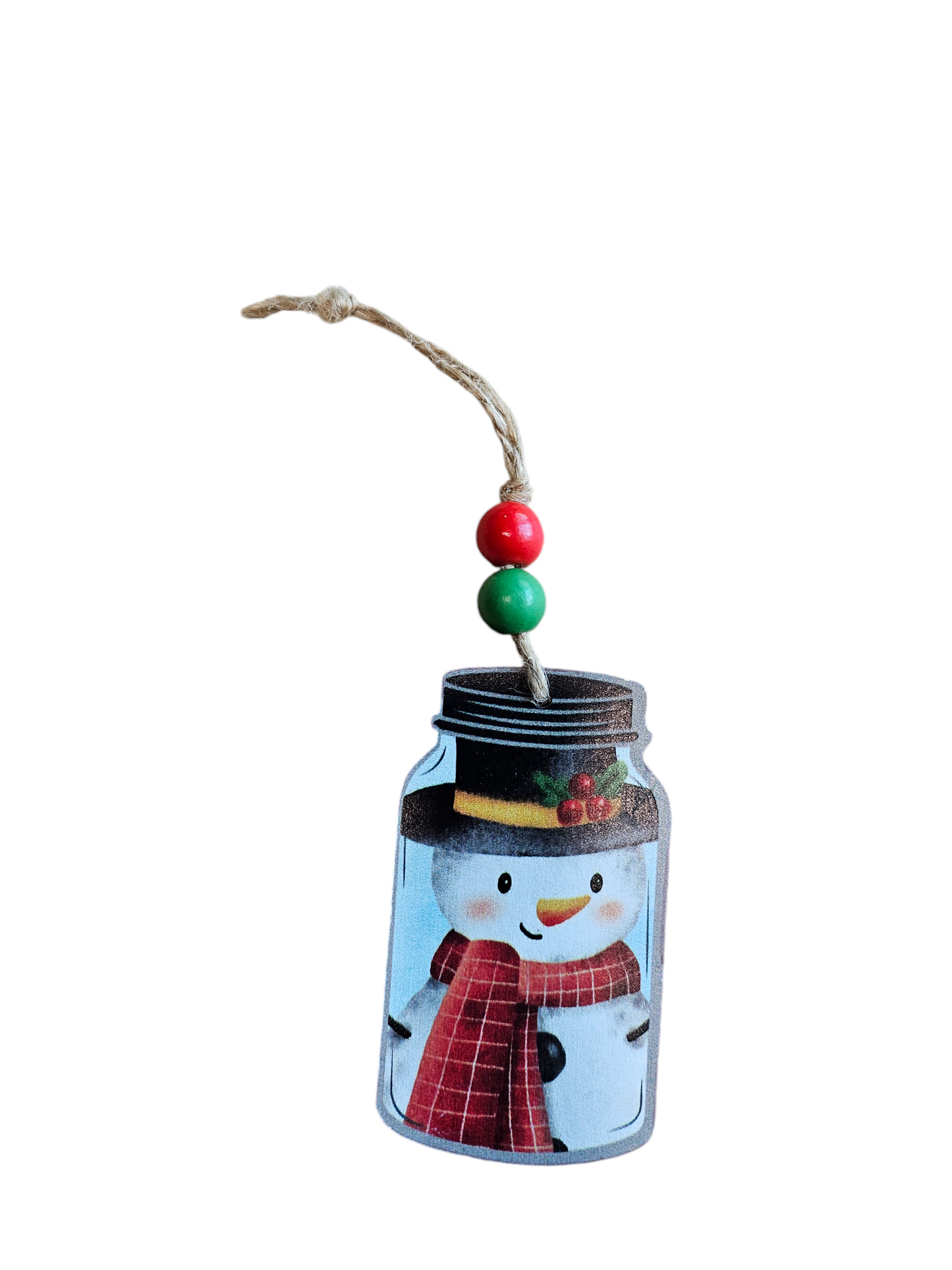Snowman with Red Scarf Mason Jar Ornament