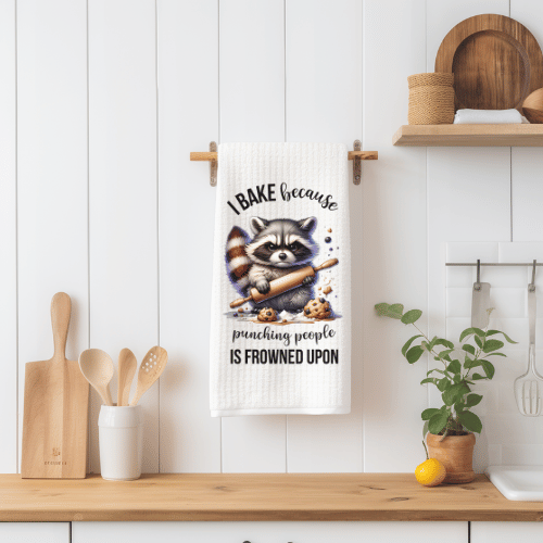 I Bake Because Punching People Is Frowned Upon Tea Towel