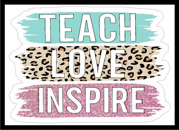 Animal Print Bright Background Teach Love Inspire Decal