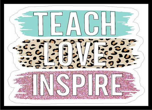 Animal Print Bright Background Teach Love Inspire Decal