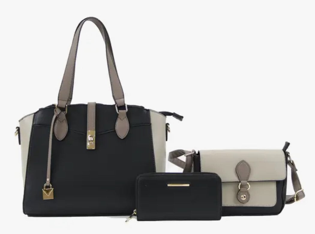 Two Tone Handbag Set 3 in 1